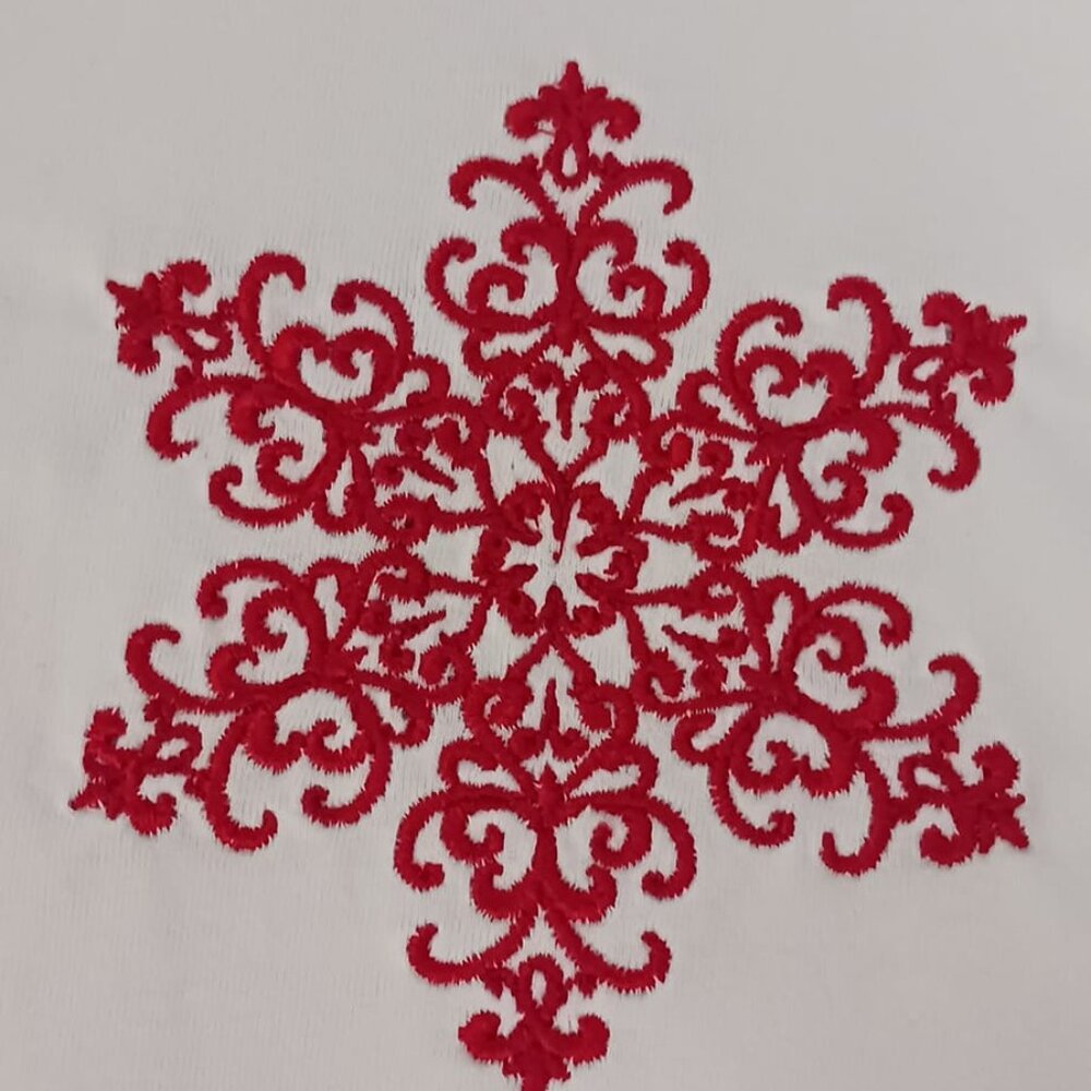 Red Embroidered Snowflake T-Shirt